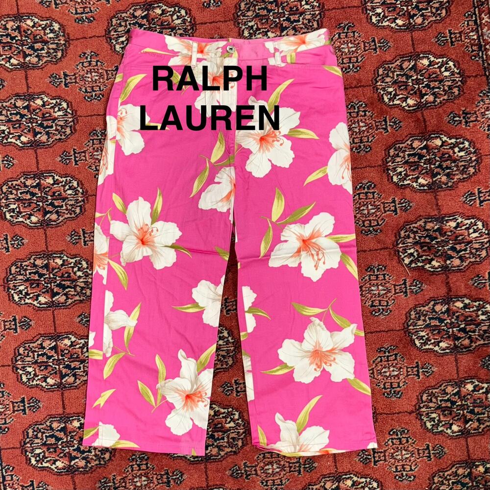 Ralph Lauren 10 Bright Pink Floral Print‎ SUMMER Pants